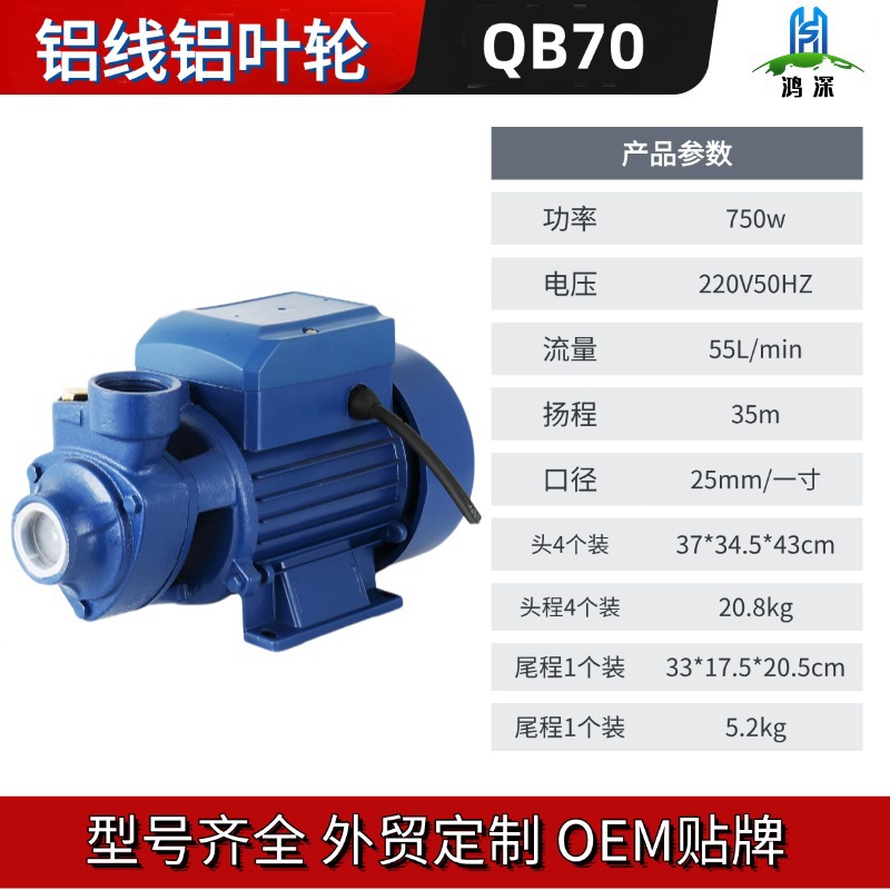 Bomba de Agua Limpia Tipo Vórtice QB607080, Bomba de Presión de Agua del Grifo, Bomba de Refuerzo PKM60 para Comercio Exterior Transfronterizo, Bomba de Agua CP158