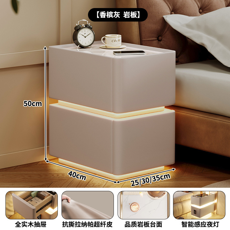 Mesita de noche inteligente simple y moderna pequeña súper estrecha 2024 nueva carga inalámbrica 30 cm dormitorio lado de la cama gabinete estrecho
