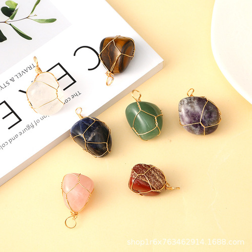 Cross-border new product hot-selling color-plated gold wire copper wire stone raw material winding irregular stones handmade wire Amazon
