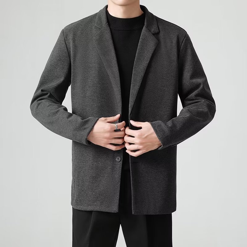 重磅垂感抗皱小西服上衣男士直筒cleanfit休闲高级感毛呢西装外套
