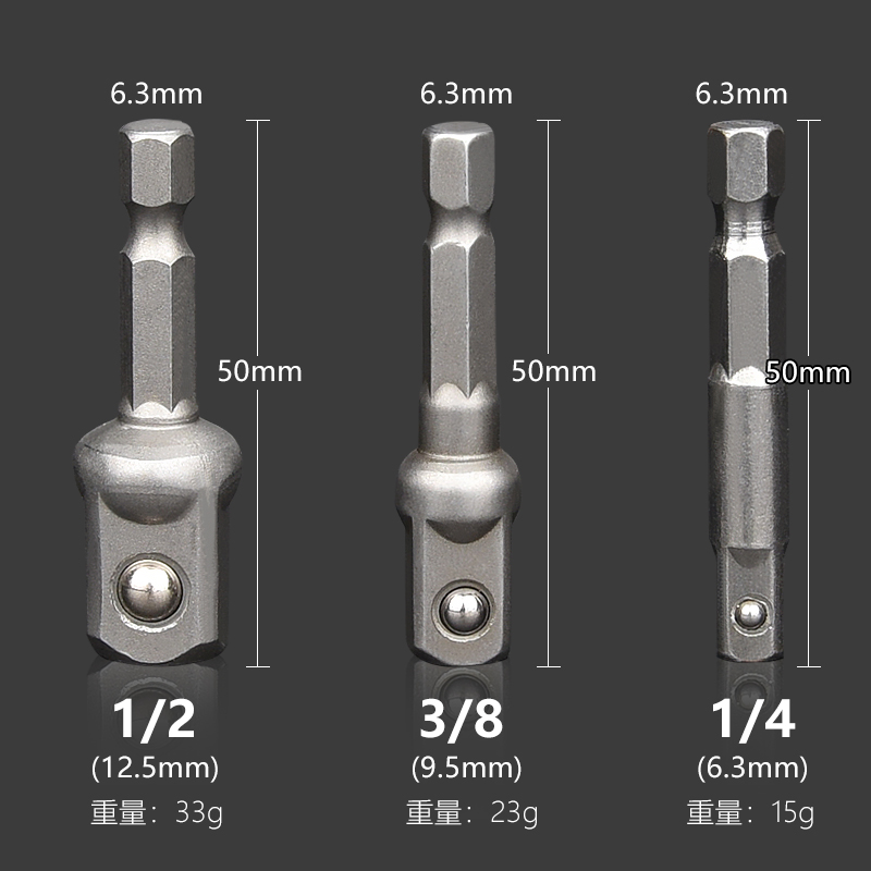 Baolian hexagonal mango girar cuadrado 1 / 4 3 / 8 1 / 2 conector eléctrico llave de aire barra de conversión conector de taladro eléctrico de mano