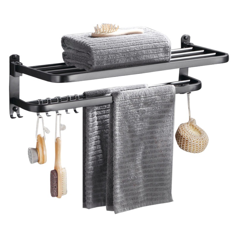 Hotel Stainless Steel Bathroom No-Drill Hardware Towel Rack Bathroom Storage Rack Thickened Bathroom Towel Rack