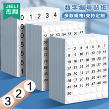 杰利数字贴纸小号圆形不干胶标签纸小尺寸1-100序号数字贴编号码