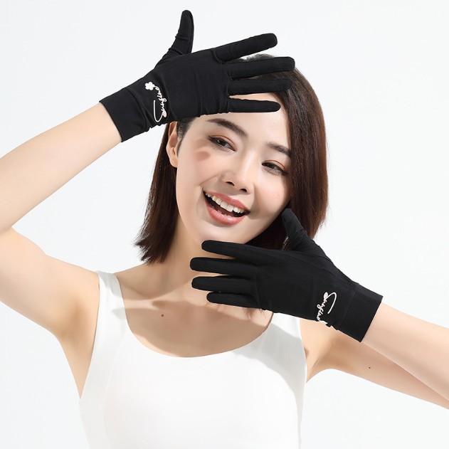 Guantes de protección solar para mujer, verano, ciclismo al aire libre, deportes antideslizantes, fitness, conducción transpirable, correr, guantes de seda de hielo frescos
