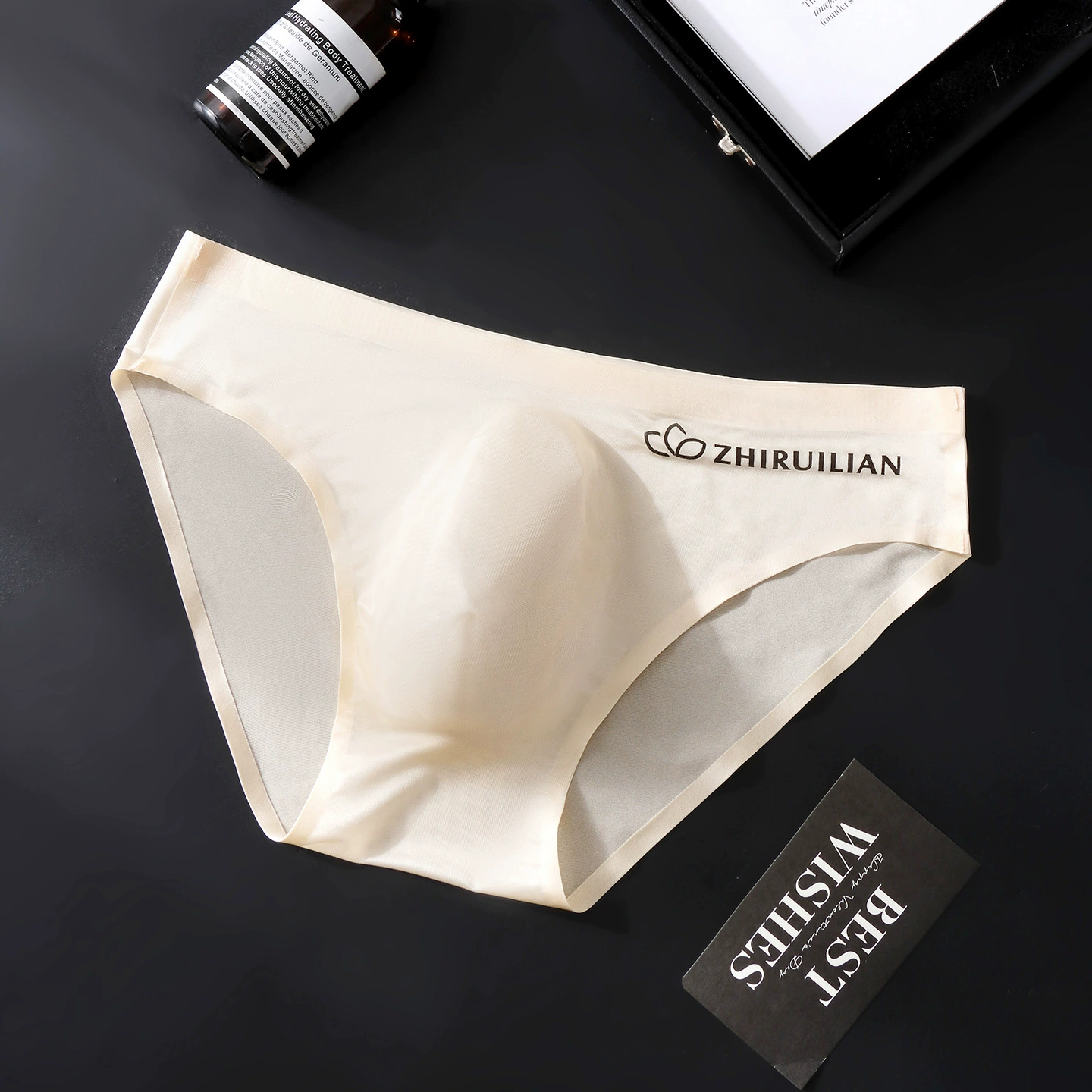 Men's Silk Breathable Underwear (ZHIRUILIAN) Seamless Sports Briefs, 2–3-way Stretch