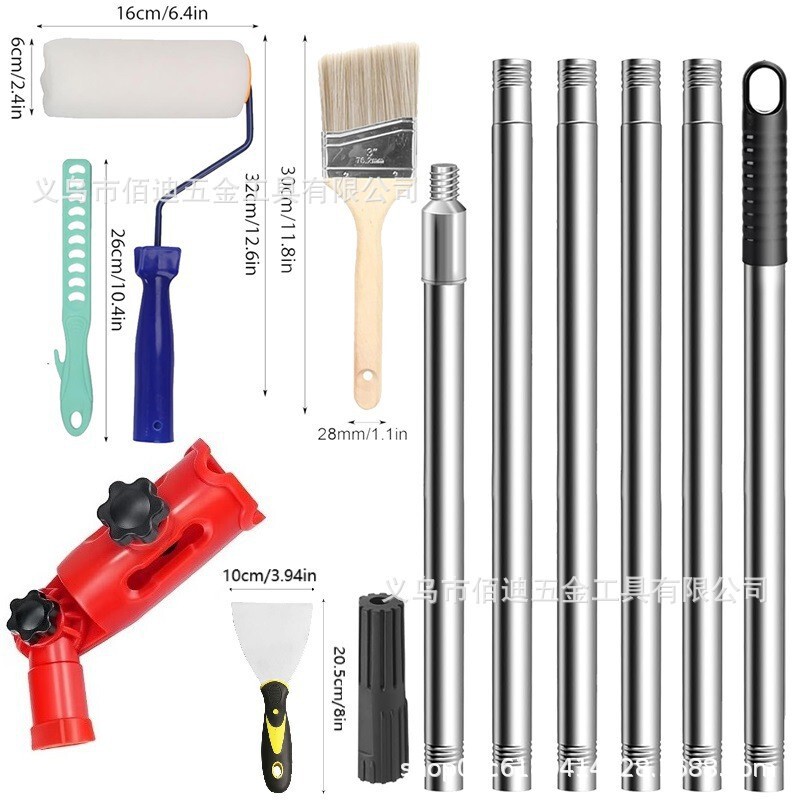 Cross-Border Amazon Roller Brush Universal Clamp Multi-Angle Gutter Cleaning Tool Set, Putty Brush Set