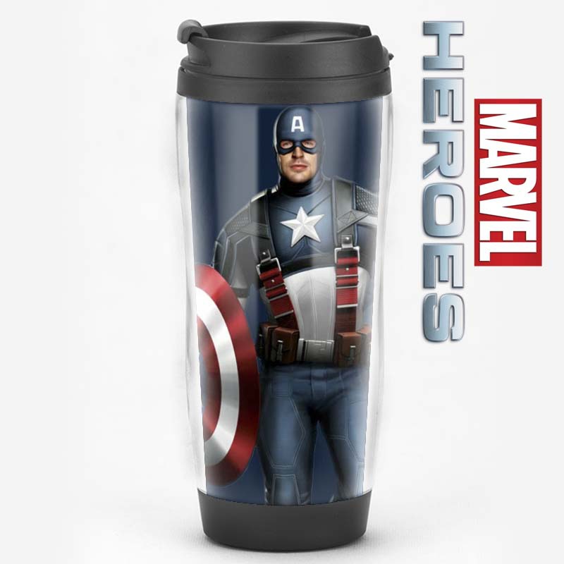 Equipo de EE. UU. Película de superhéroes que rodea al Capitán América Regalos Recuerdos de los fanáticos Taza de agua Taza de café con tapa