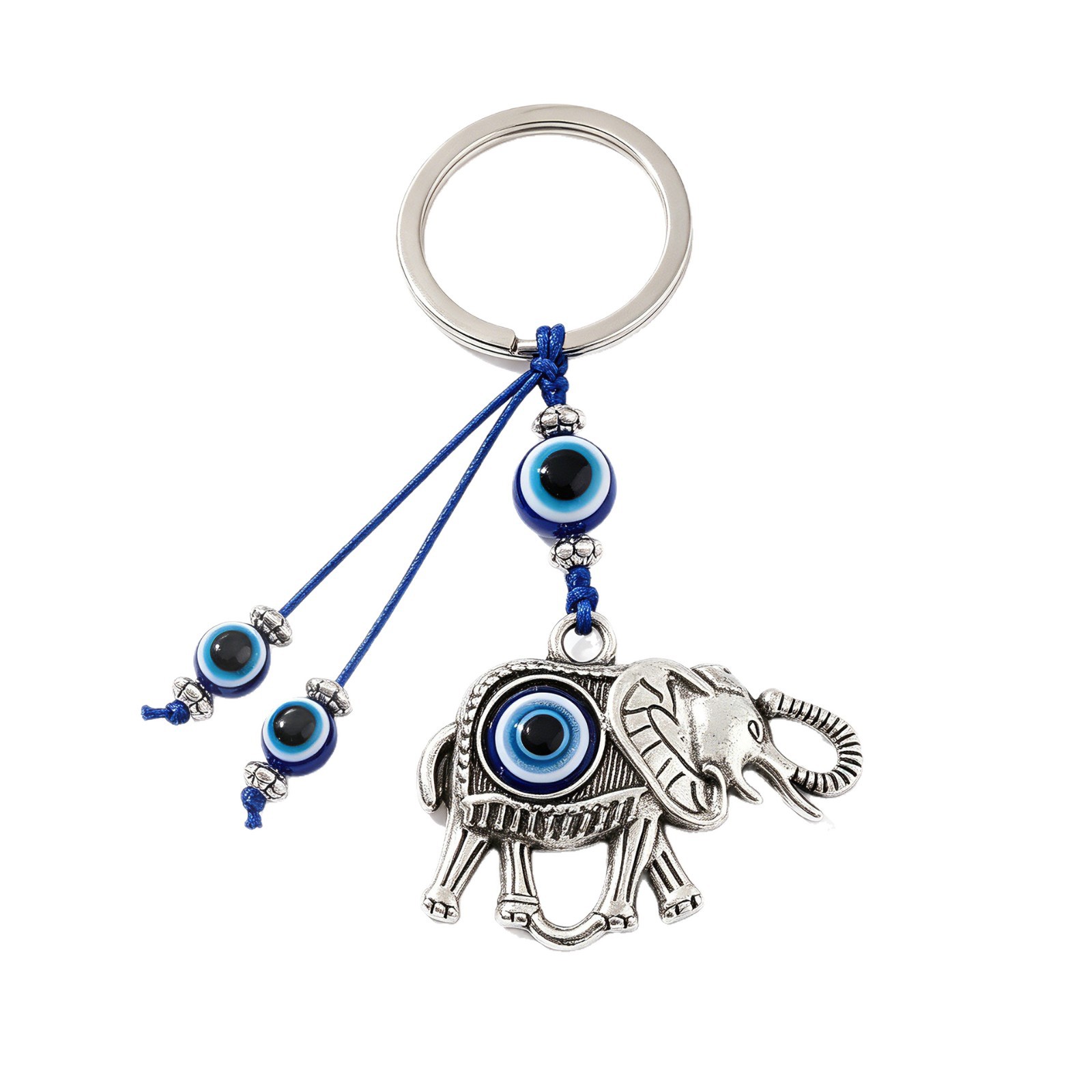 Aleación de viento nacional retro elefante ojo del diablo llavero ojos azules bolsos accesorios colgantes de automóviles