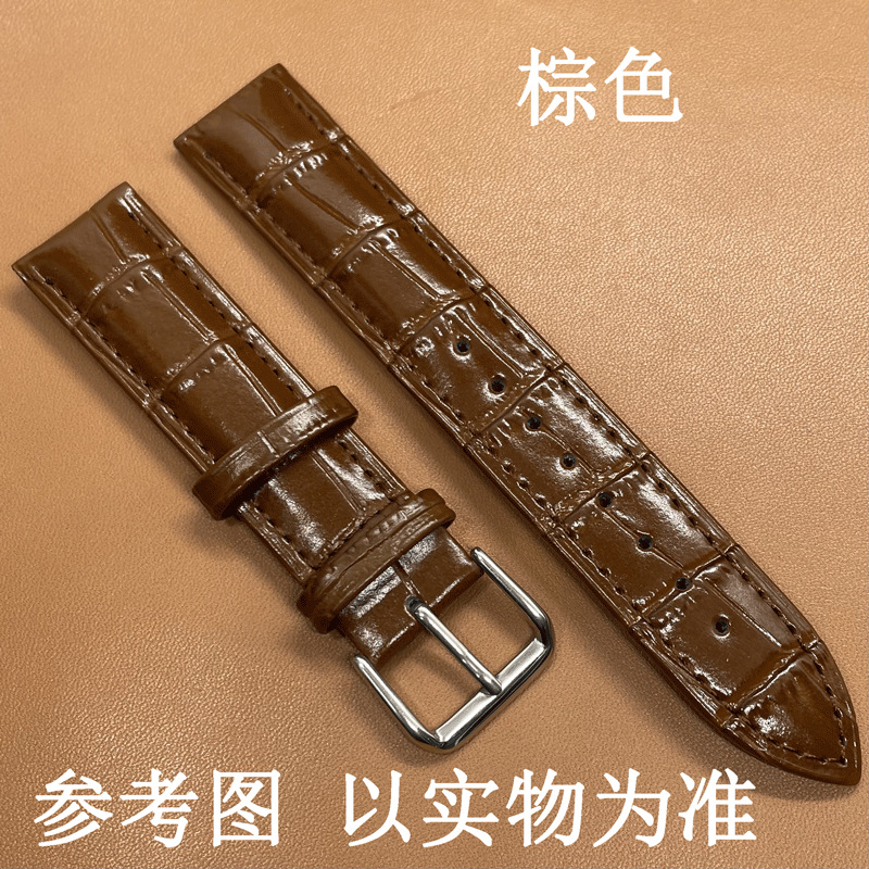 Nueva correa de reloj de cuero capa superior impermeable piel de becerro suave cocodrilo patrón de bambú correa logotipo grabado universal