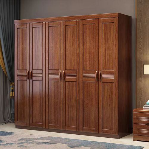 Walnut new Chinese style solid wood wardrobe double door bedroom modern simple multi-functional storage cabinet large capacity