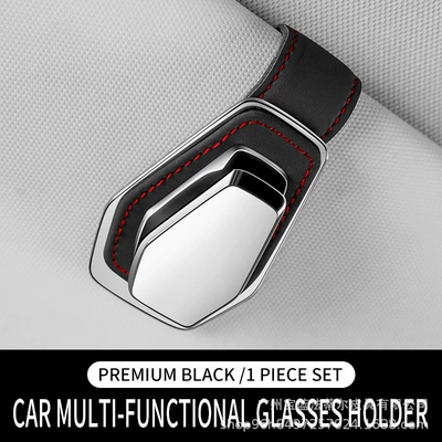 Car-Mounted Suede Glasses Holder, Universal Hardware, Car Interior Glasses Holder, Ticket Holder, Export Hot-Selling Product, Multiple Colors (Car Glasses Clip/Bill Clip) - black