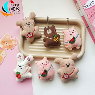 Original Cartoon Backpack Small Animal Doll Hanging Ornaments Korean Bunny Bear Plush Brooch Wedding Throw Doll