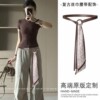 14# coffee brown silk scarf belt set