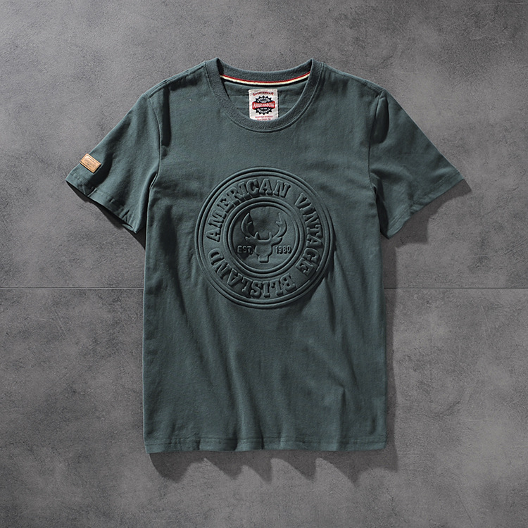 Air-rainbow American retro minimalist three-dimensional framed men's round-neck short-sleeved T-shirt half-sleeve AR804 29