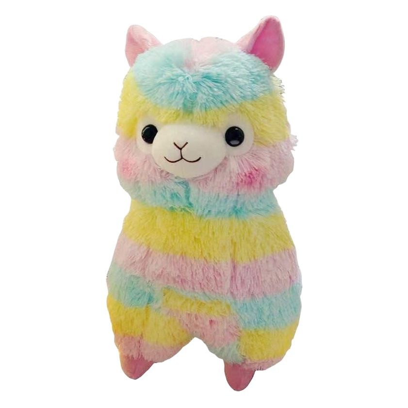 Venta al por mayor animal lindo Arco Iris alpaca muñeca de peluche juguete colorido hierba barro caballo agarrar máquina trapo muñeca