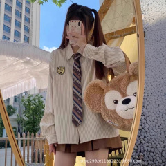 学院风jk制服套装条纹衬衫女春秋2025新款长袖衬衣设计感小众上衣