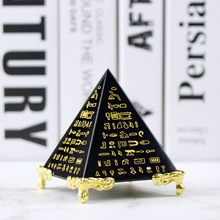 創意水晶金字塔K9象形文字水晶黑色壓型周年慶禮品家居裝飾擺件
