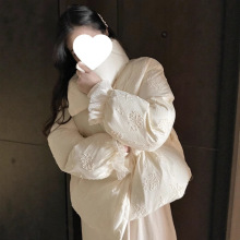 2025新款蕾丝小香风宽松羽绒服女白鸭绒韩版短款小个子加厚外套潮