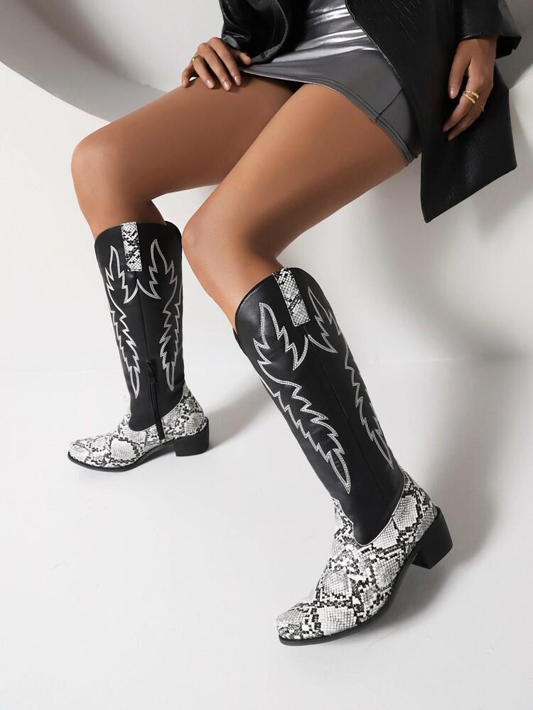 Women's plus-size fashion boots with round heads and high heels_voghion.com