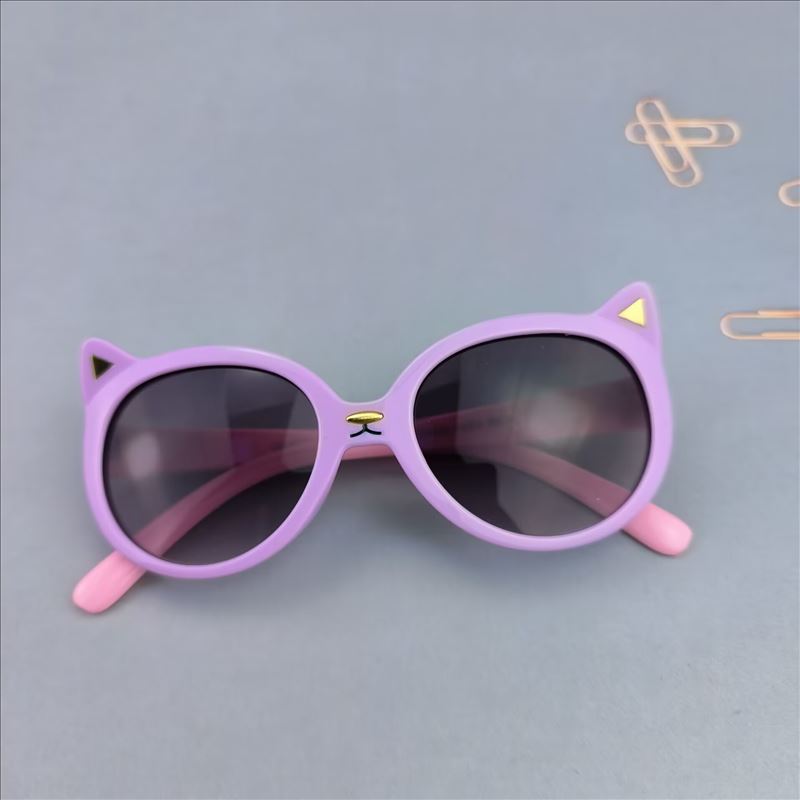 Cat Pattern All Seasons Season Cute Novelty Sweet Cat Ac UV400 Protection Tinted Lenses Round Frame Full Frame Kids Sunglasses