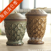 清倉!原價69元 復古彩釉麻繩蓋陶瓷儲物罐 收納罐家居裝飾7