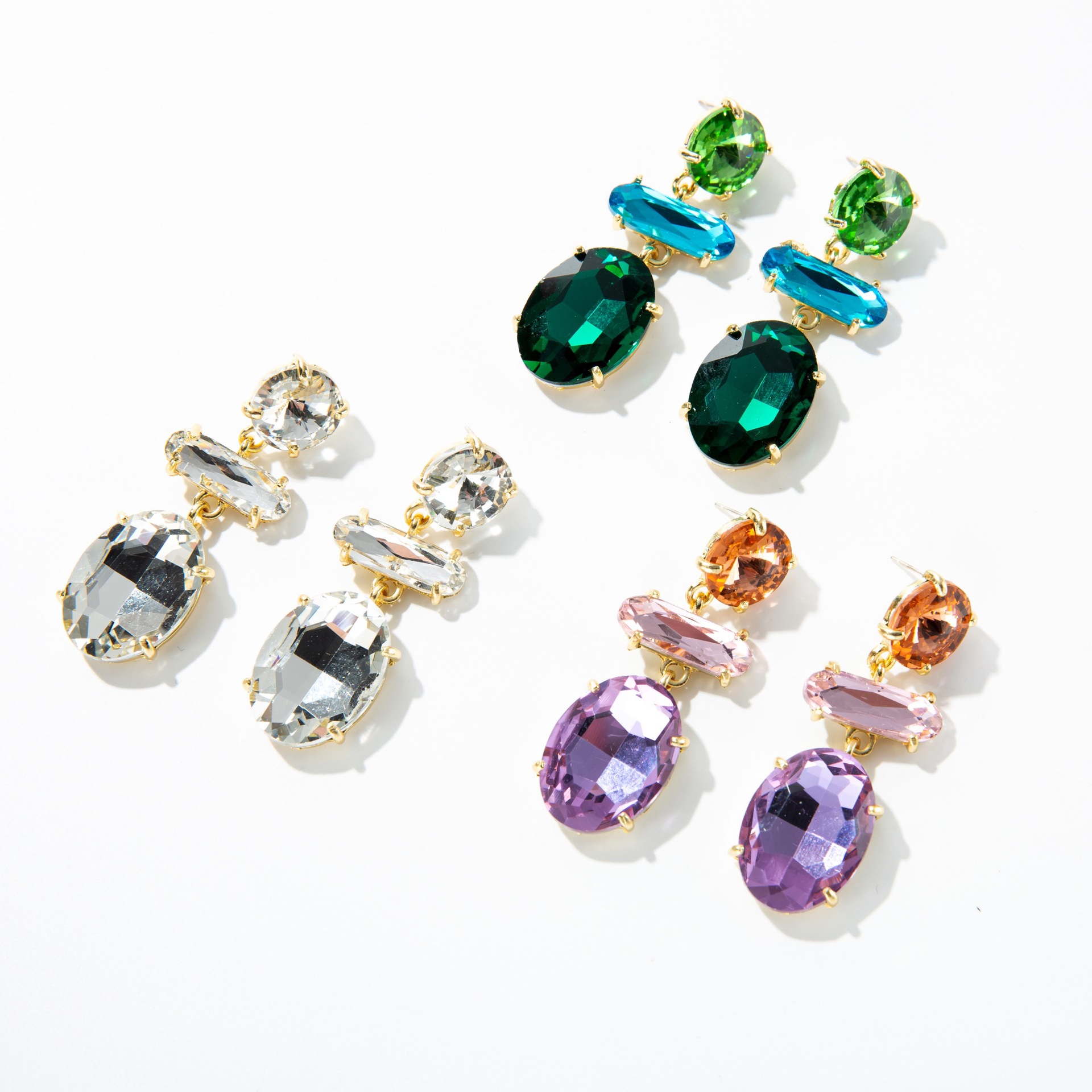 Geometric Pattern Women'S Gender Wholesale Jewelry 1 Pair Vintage Style Geometric Alloy Artificial Gemstones Drop Earrings