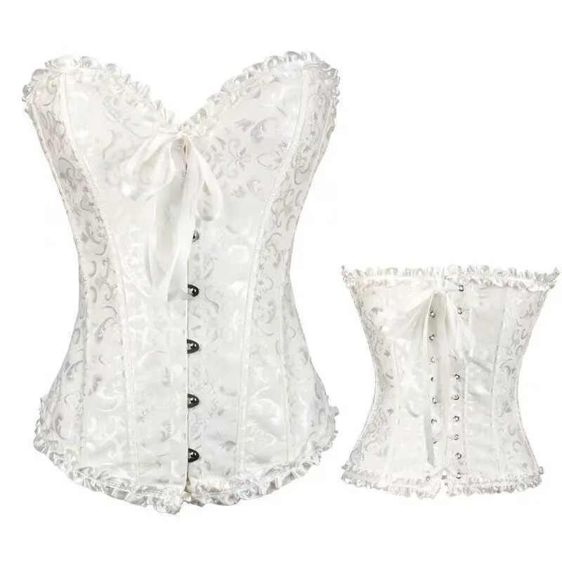 Foreign Trade European and American Style Corset Court-Style Shapewear Strapless Black Slimming Sexy Lace Fishbone Corset Vest