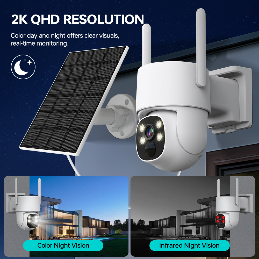 Yisiyun Gözetleme Seti Kablosuz 4MP Outdoor Düşük Güç Tüketimi Güneş Enerjili Gözetleme Kamerası Seti NVR Kit