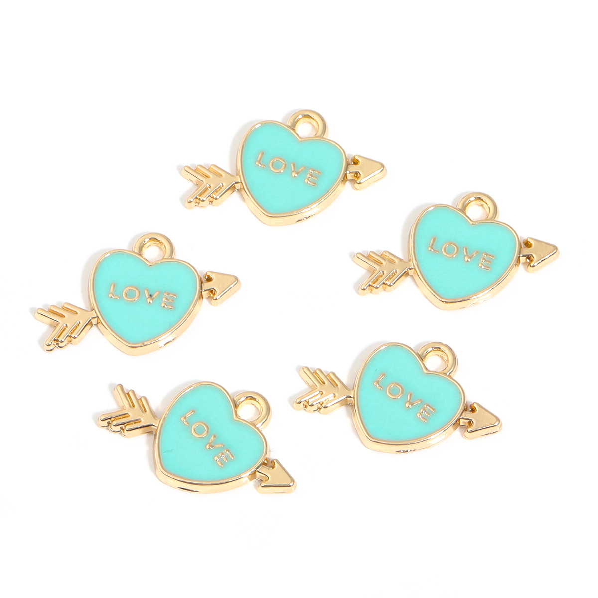 26g Weight Pendant Jewelry Making Type DIY Jewelry Accessories Classification 10 PCS/Package Quantity Alloy Material Letter, Heart Shape, Arrow Pattern Enamel, Plating Design Casual, Sweet Style 10 PCS/Package Alloy Letter Heart Shape Arrow Pendant 5