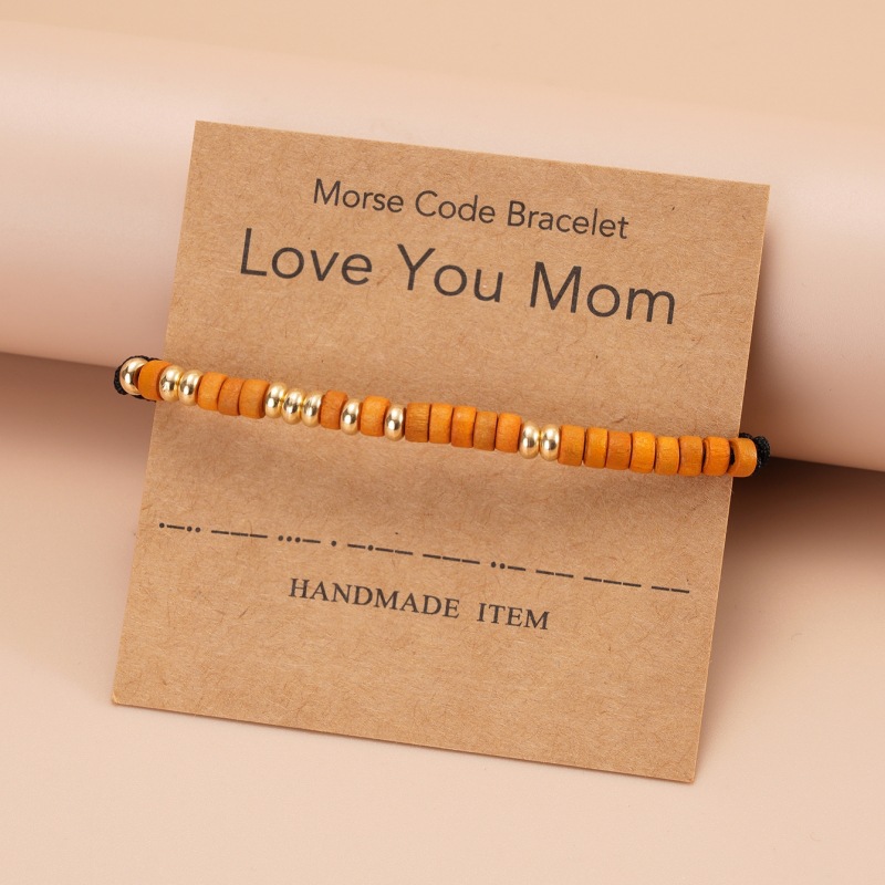 Simple Style Circle Wooden Beads Rope Knitting Mother'S Day Women's Drawstring Bracelets 1 Piece display picture 1