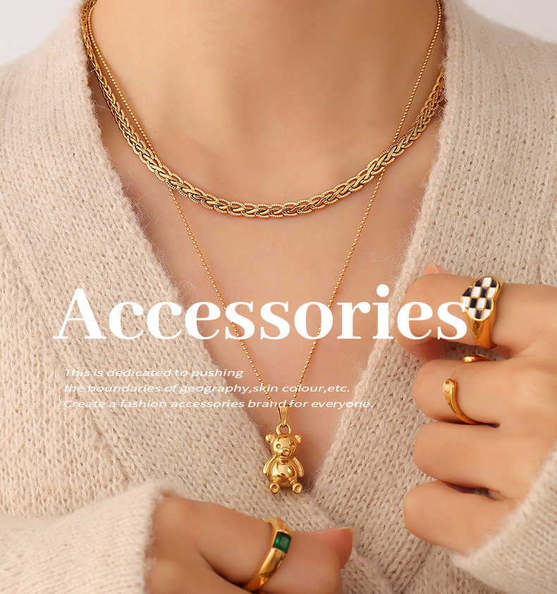 new stainless steel keel chain men and women hip-hop gold-plated necklace