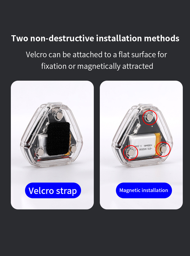 Motorcycle Navigation Light Strobe Light Modified Triangle Solar Light Universal Strobe Motorcycle Electric Non-Wired Car