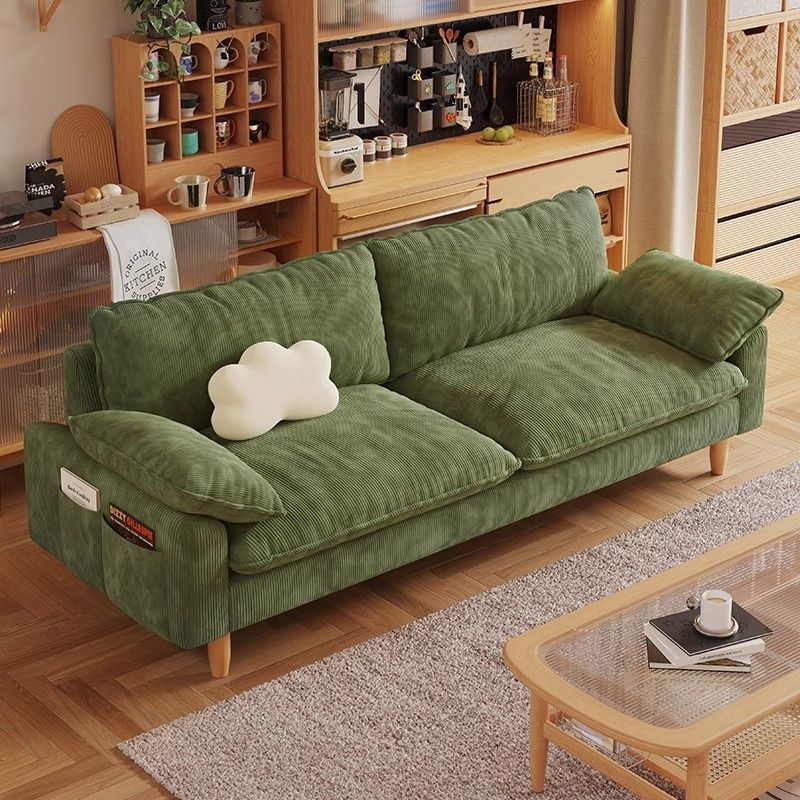 Nordic Retro Fabric Sofa Simple Apartment Small Apartment Three-Seater down Cloth Sofa Four-Seater Straight Sofa