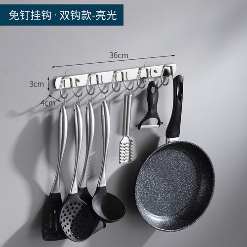 New stainless steel kitchen row hooks, no punching, bathroom towel hooks, coat hooks, kitchen hooks, wall hanging door coat hooks