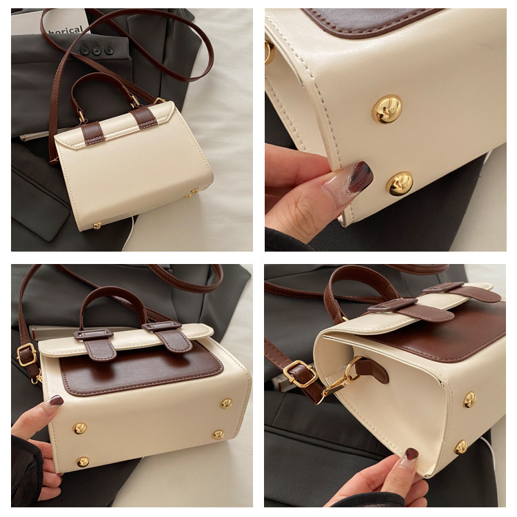 A new 2024 trendy and retro single-shoulder crossbody small square bag for girls, a niche British-style handbag undefined
