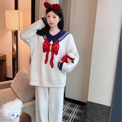 半边绒睡衣女秋冬季新款加厚慵懒软绵绵家居服美少女睡衣女两件套
