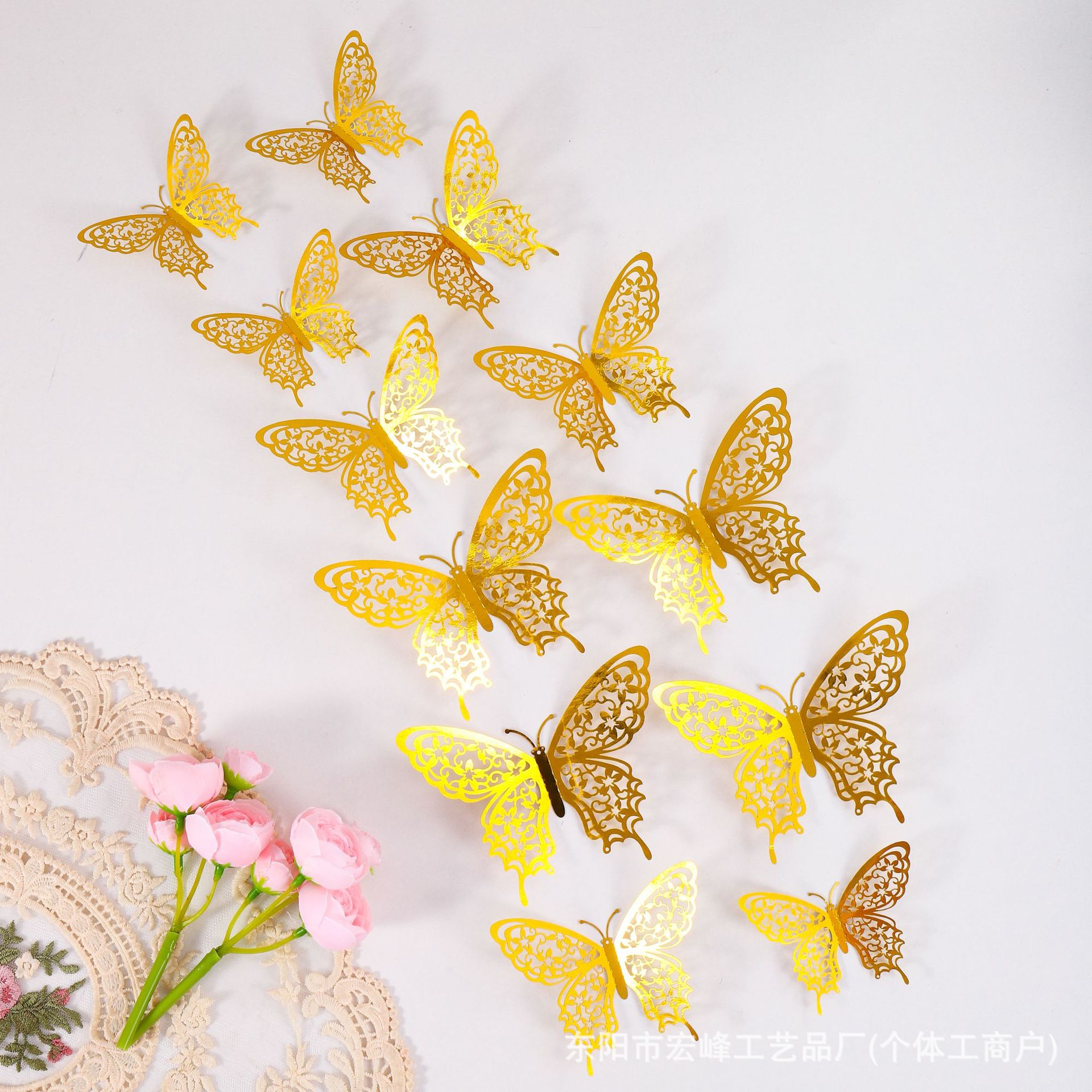 Simulación 3D estereoscópica mariposa pegatinas de pared sala de estar dormitorio decoración de fondo papel pintado decoración del hogar pegatinas creativas al por mayor