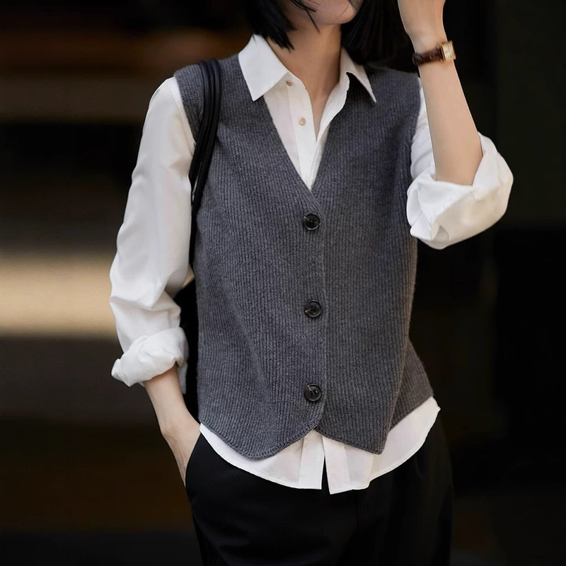 Theory Cos Layering Essential Knitted Vest Ss248 V-Neck Vest Slim Fit Slimming