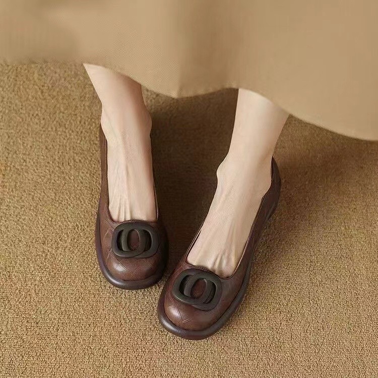 Zapatos de cuero retro de suela suave y poco profunda para mujeres 2026 otoño nuevos zapatos de un solo pie, zapatos de tacones gruesos, zapatos de Lefour
