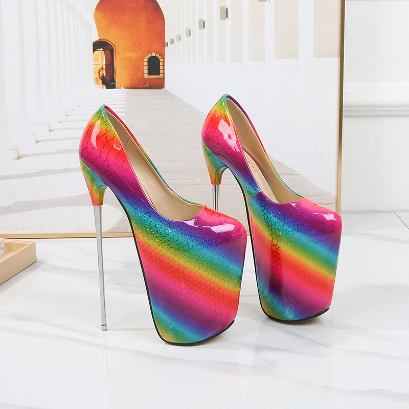 Giày cao gót nữ mũi nhọn gót thép 22 cm, kiểu stiletto quyến rũ, cổ cao mắt cá chân — Màu đỏ chi tiết 3