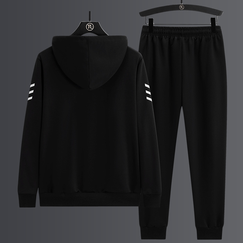 Conjunto deportivo informal holgado de talla extra grande para hombre, sudadera con capucha para hombres grandes, conjunto de dos piezas moderno y atractivo para primavera y otoño