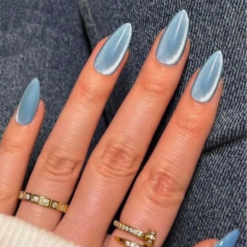 LAZADA's best-selling product: atmospheric cool ice blue cat-eye European and American almond-shaped press-on nails, fake nail stickers wholesale LAZADA's best-selling product: atmospheric cool ice blue cat-eye European and American almond-shaped press-on nails, fake nail stickers wholesale