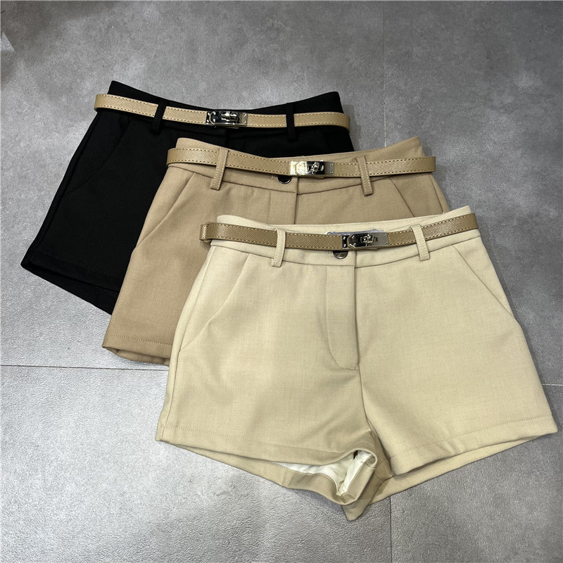 brown Hot Girl High Waist Suit Shorts Slim-fit Slimming Straight Hip A- line Hot Pants Leg Long All-match Casual Pants