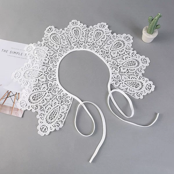 Women's Fake Collar with Sweater Bright Beads All-match Fake Collar Lace Hollow Out Fake Shirt Lining Multifunctional Collar