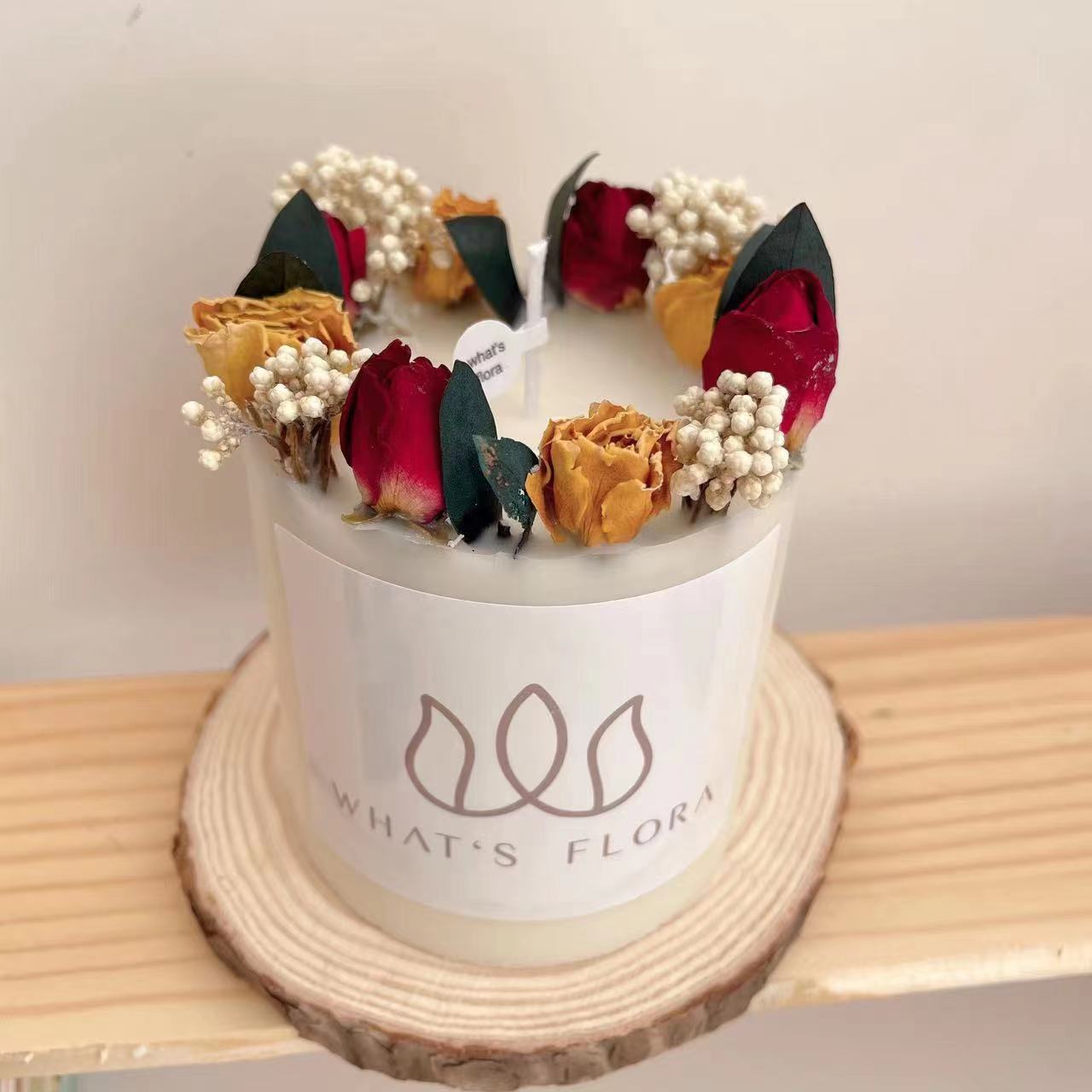 Cross-border ins columnar flor inmortal flor seca rosa en relieve cera de banano cera de soja decoración del hogar