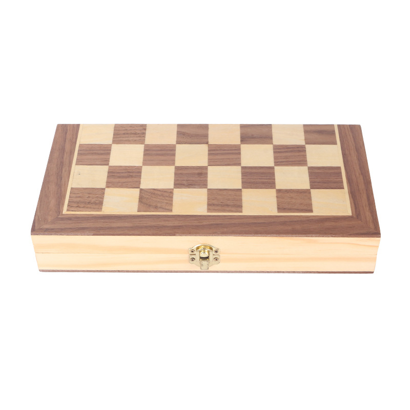 Traje de ajedrez magnético de madera transfronteriza tablero de ajedrez plegable rompecabezas de alta calidad juego de ajedrez salto de ajedrez