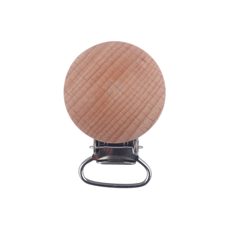 Nuevo bebé suministros 30mm madera de haya color chupete clip creativo DIY chupete cadena accesorios de joyería