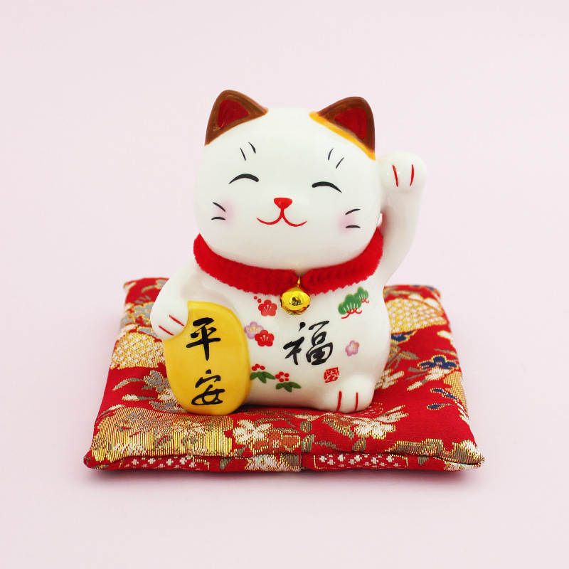 Estilo japonés lingote de oro gato de la suerte pequeña decoración de cerámica regalo de apertura cajero casa entrada sala de estar decoración de escritorio