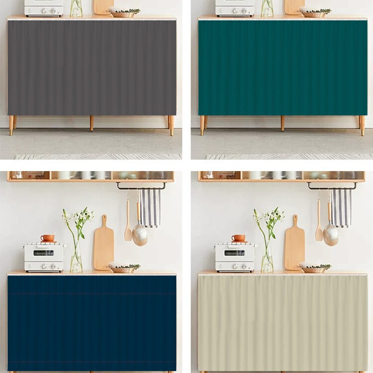 Solid Color Cabinet Cover Curtain Waterproof Oil-Proof Kitchen Cabinet Dustproof Cloth Curtain Magic Tape Clutter Cover-Up Curtain