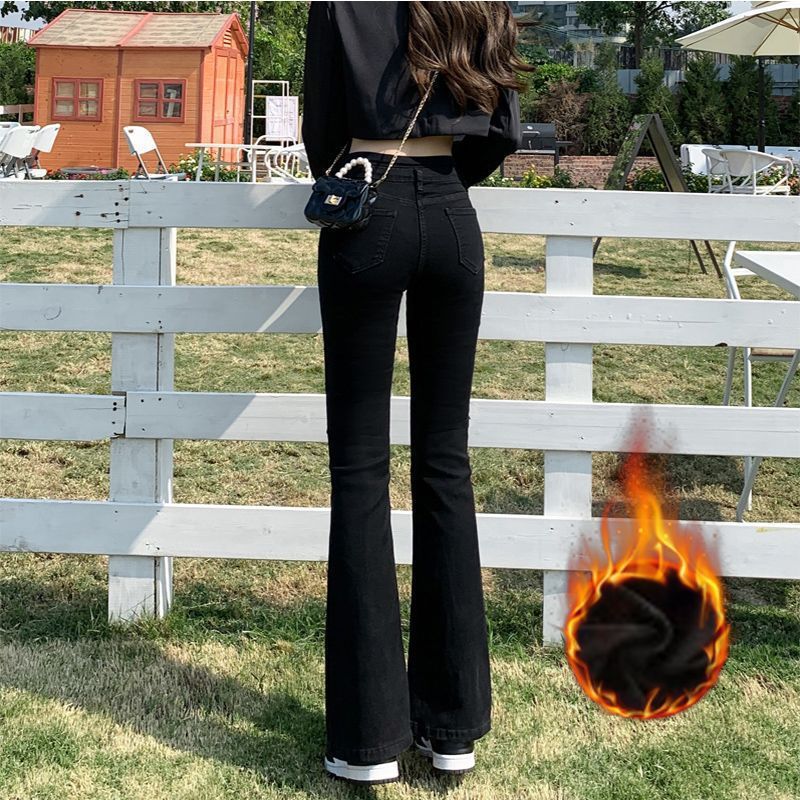 Black Cropped Pants fleece-lined